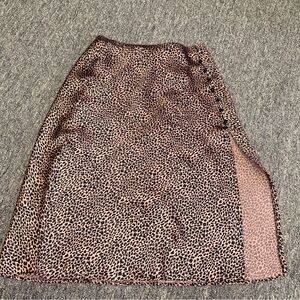 Victoria's Secret (XS) Neutral Cheetah Print Buttoned Skirt with Slit